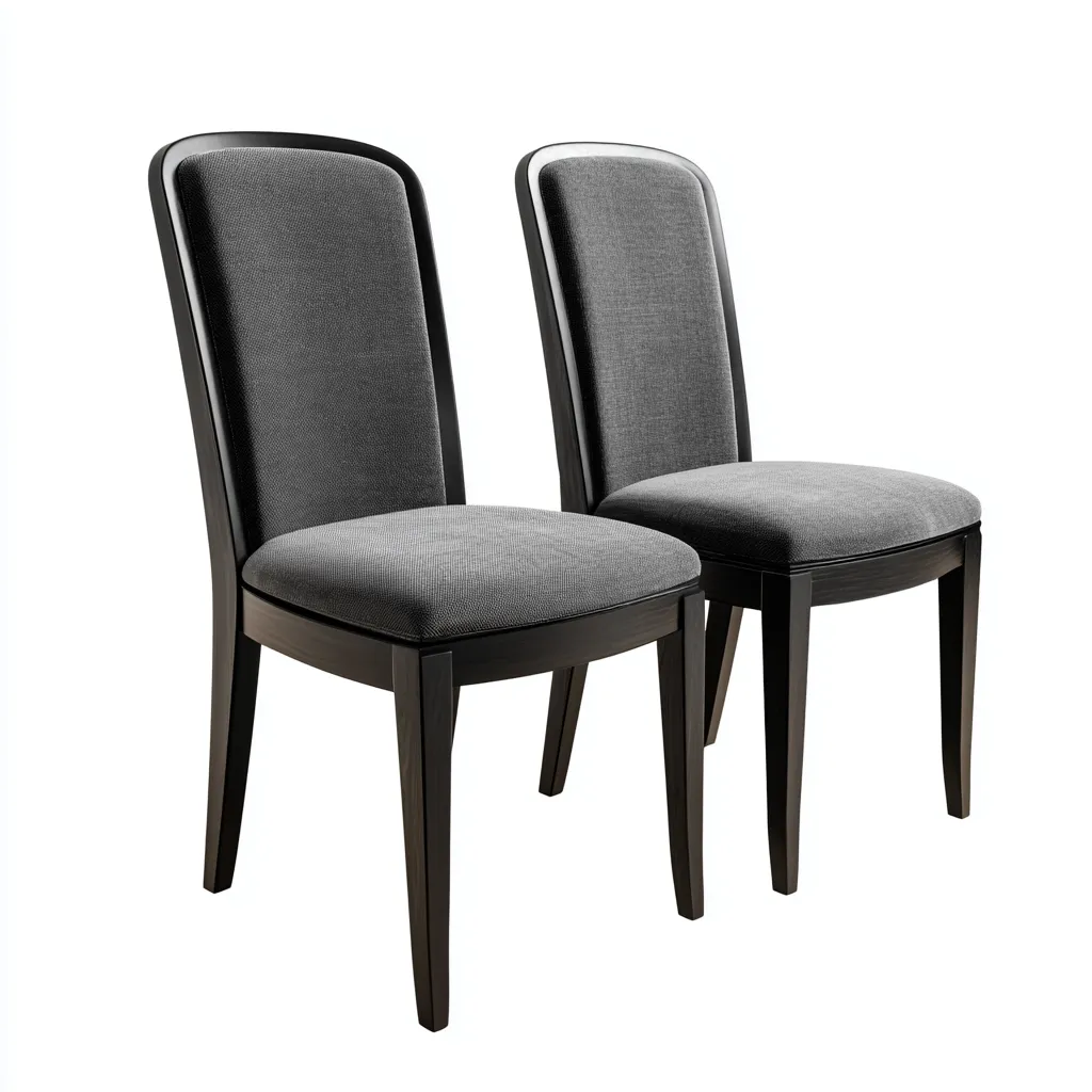 Set 2 sedie da pranzo 50×55×92 cm - tessuto imbottito e legno - grigio e nero - stile elegante con schienale alto-Nicorsohome