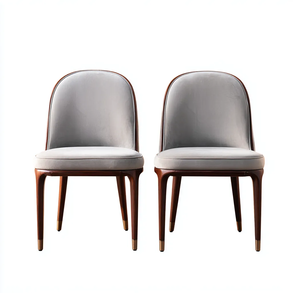 Set di 2 sedie da pranzo in legno e tessuto 50×55×86 cm - grigio chiaro e marrone - design rétro elegante per Sala Da Pranzo-Nicorsohome