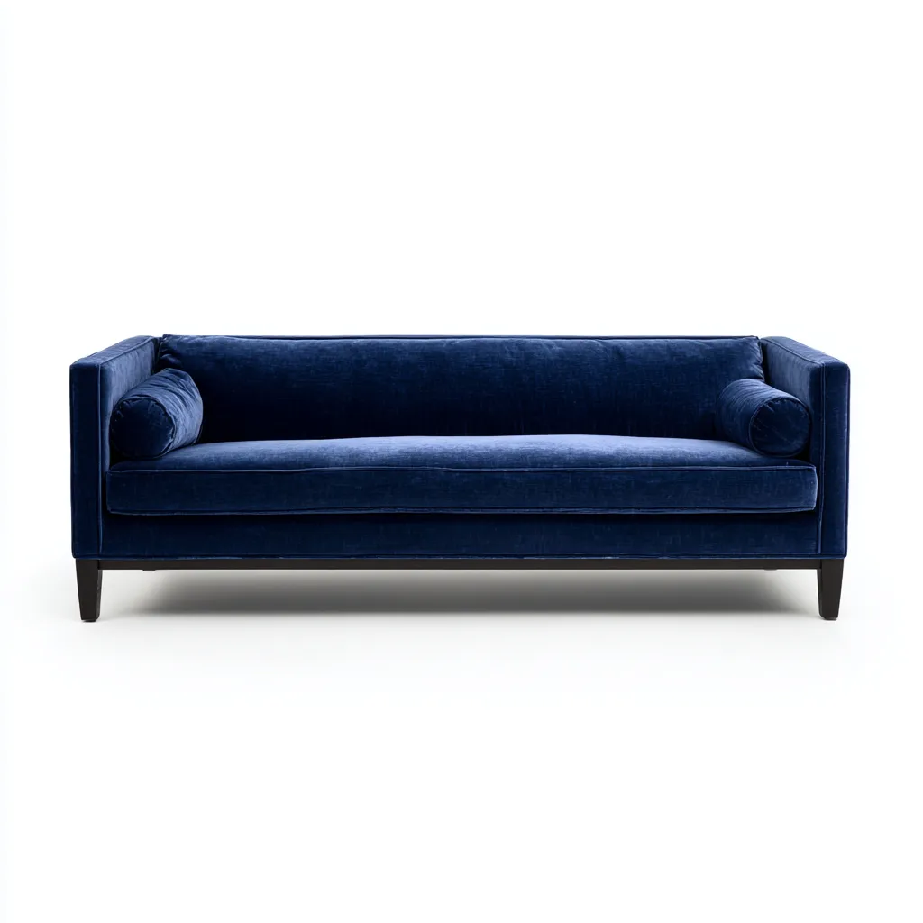 Divano 3 posti 202×86×80 cm - blu scuro nero - tessuto imbottito e legno - stile moderno lineare - Soggiorno-Nicorsohome