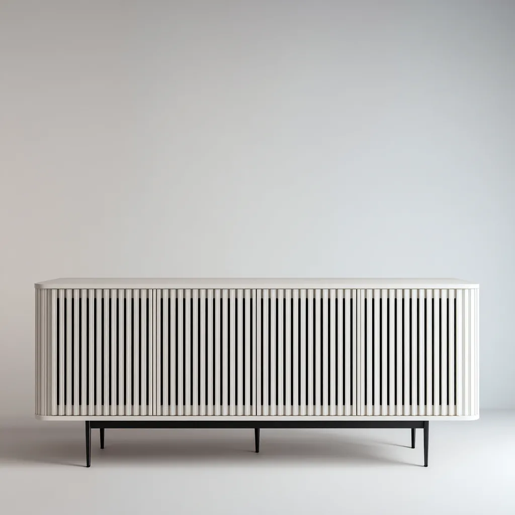 Mobile TV 180×43×68 cm - bianco e nero - design scanalato contemporaneo per Soggiorno-Nicorsohome