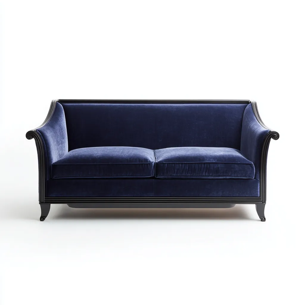 Divano 2 posti in tessuto e legno 176×88×86 cm - blu navy e nero - stile classico rivisitato per Soggiorno-Nicorsohome