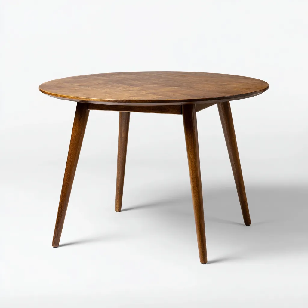 Tavolo da pranzo rotondo in legno 120×120×75 cm - marrone - design rétro compatto per Sala Da Pranzo-Nicorsohome