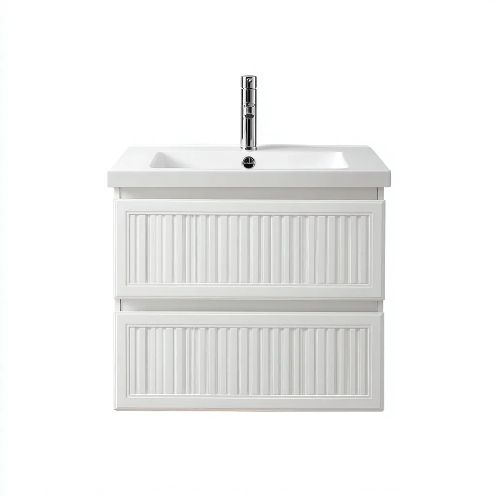 Mobile lavabo sospeso 76×46×62 cm - bianco - stile contemporaneo con frontale lavorato per Bagno-Nicorsohome