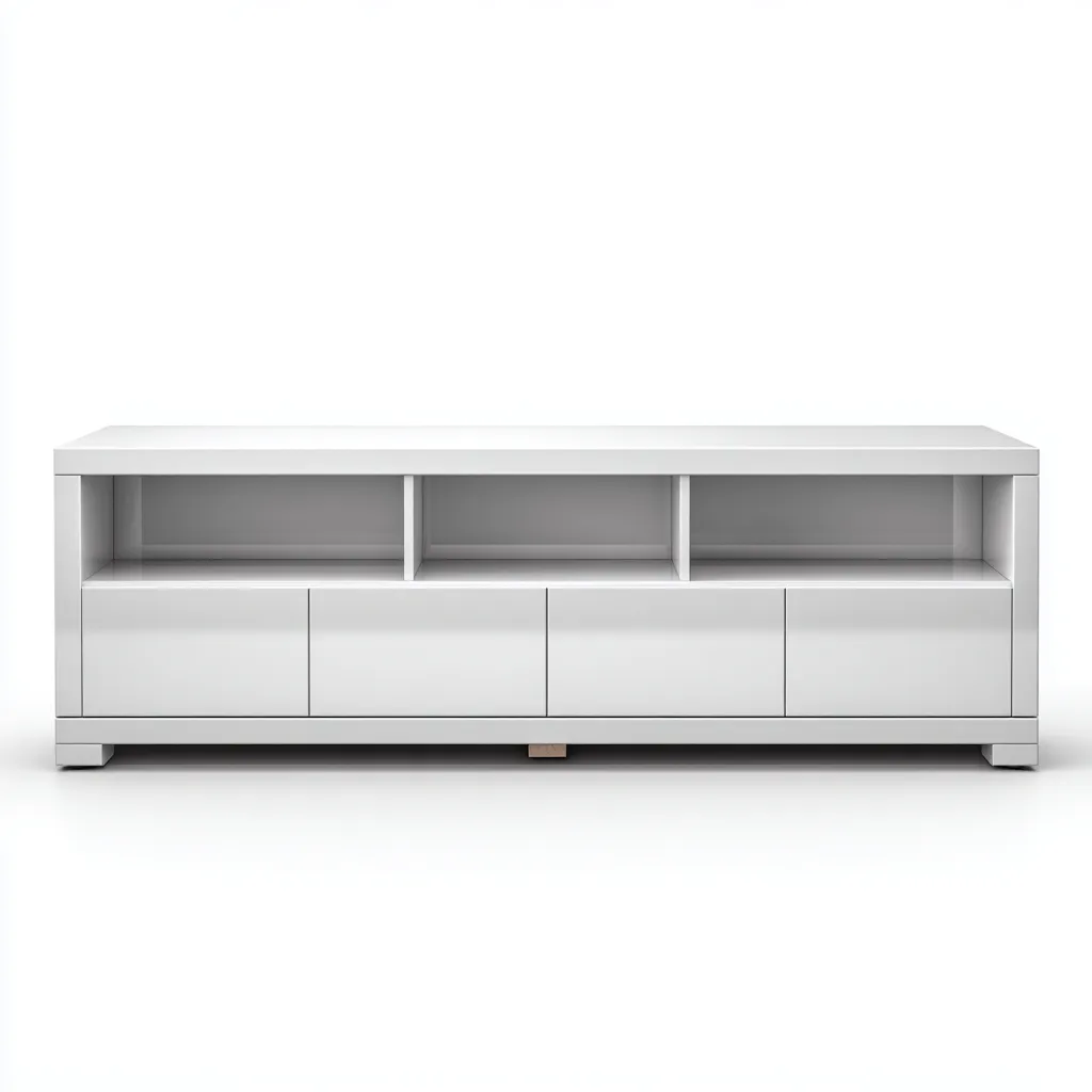 Mobile TV 160×42×60 cm - bianco - legno lavorato - stile minimalista con vani aperti - Soggiorno-Nicorsohome