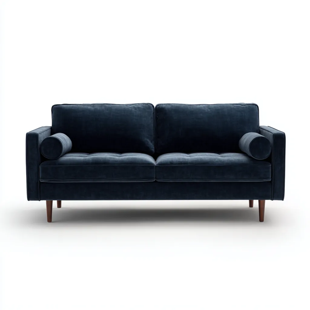 Divano 2 posti 178×88×84 cm - blu scuro marrone - tessuto imbottito e legno - stile contemporaneo - Soggiorno-Nicorsohome