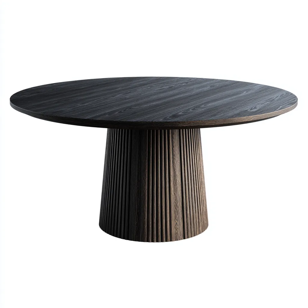 Tavolo da pranzo 120×120×75 cm - nero marrone scuro - legno - rotondo con base scanalata - Sala Da Pranzo-Nicorsohome