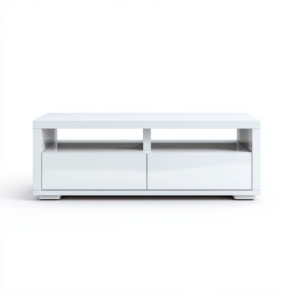 Mobile TV 120×40×50 cm - bianco lucido - stile minimalista con vano aperto-Nicorsohome