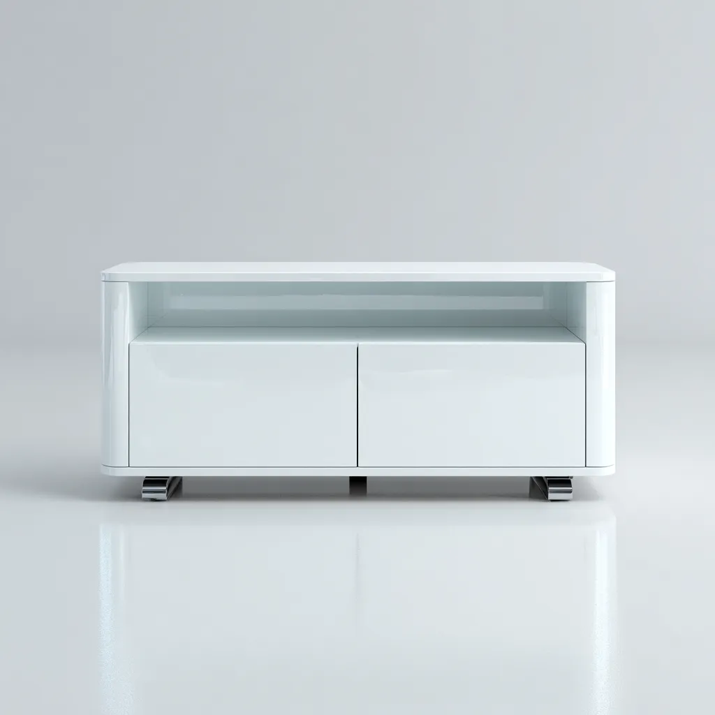 Mobile TV 130×42×62 cm - struttura effetto legno - bianco - design moderno lucido con vano aperto-Nicorsohome