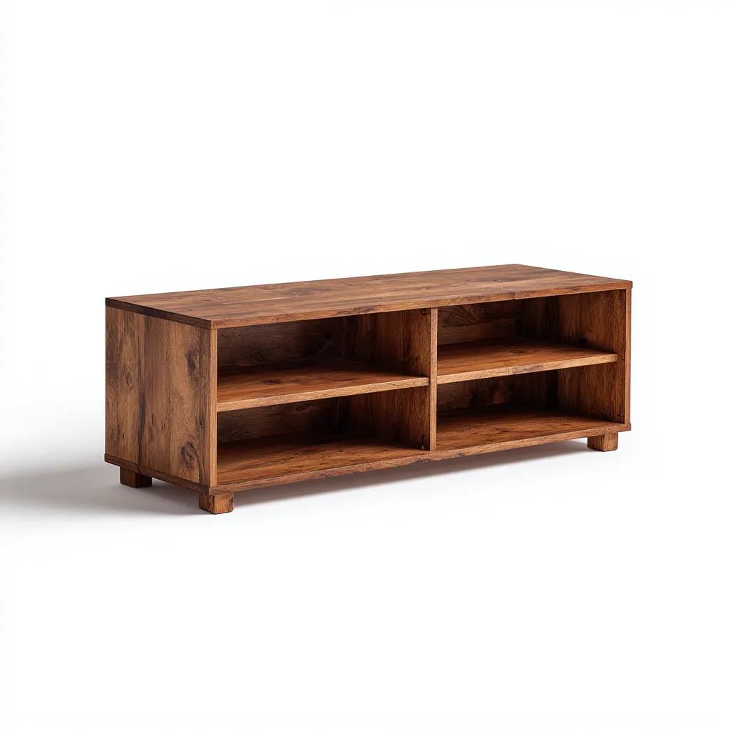 Mobile TV in legno 150×40×55 cm - marrone - design aperto stile industriale rustico-Nadiiacorner