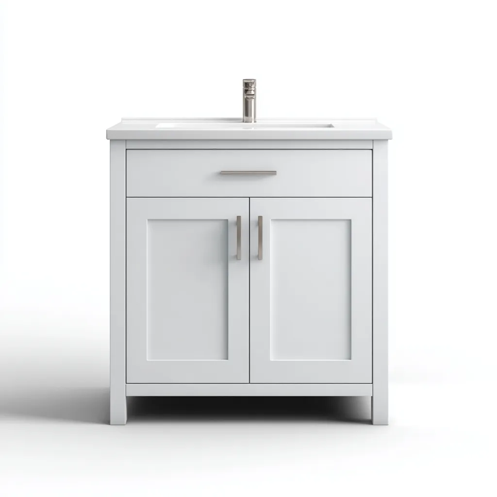 Mobile lavabo da appoggio 76×47×86 cm - bianco - lavabo integrato - contenimento chiuso - stile essenziale - Bagno-Nadiiacorner