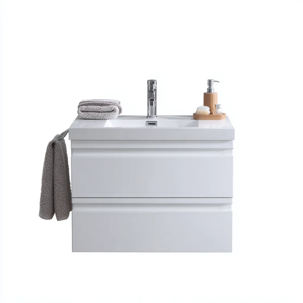 Mobile lavabo da bagno 76×50×84 cm - bianco - piano effetto marmo stile classico contemporaneo-Nadiiacorner