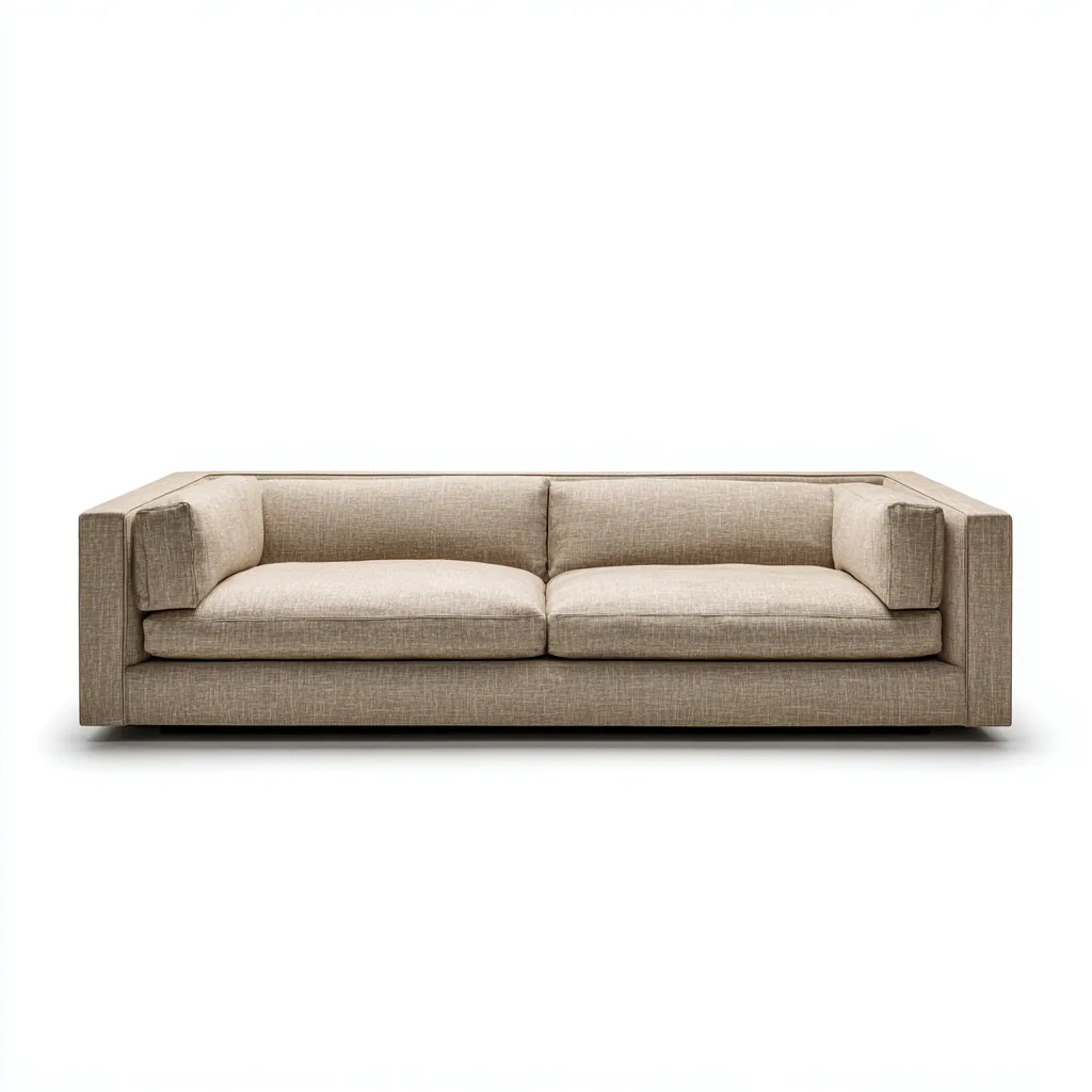 Divano a tre posti in tessuto 222×96×78 cm - beige - linea bassa contemporanea-Nadiiacorner