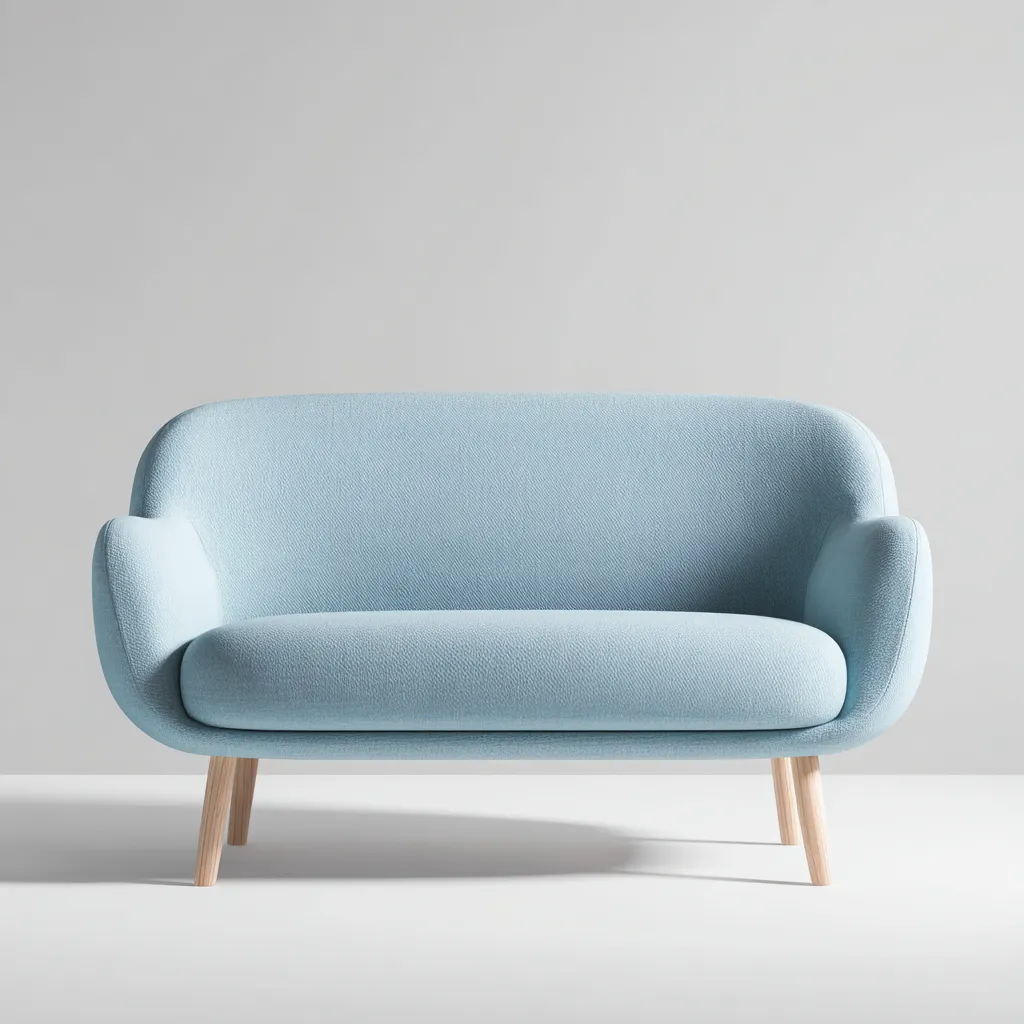 Divano 2 posti 150×78×80 cm - tessuto imbottito - azzurro e naturale - stile nordico con profilo avvolgente-Nadiiacorner