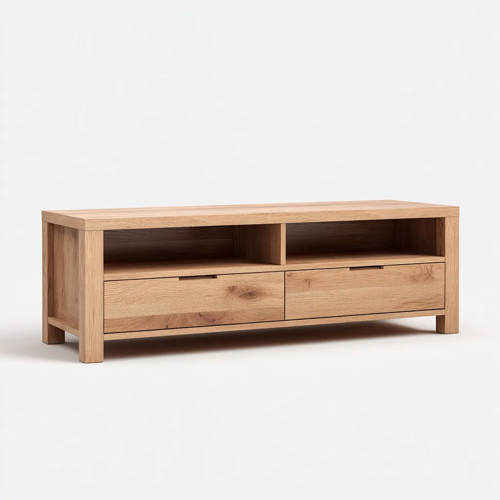Mobile TV 150×42×58 cm - legno effetto rovere - naturale - design moderno con vani aperti e contenimento-Nadiiacorner