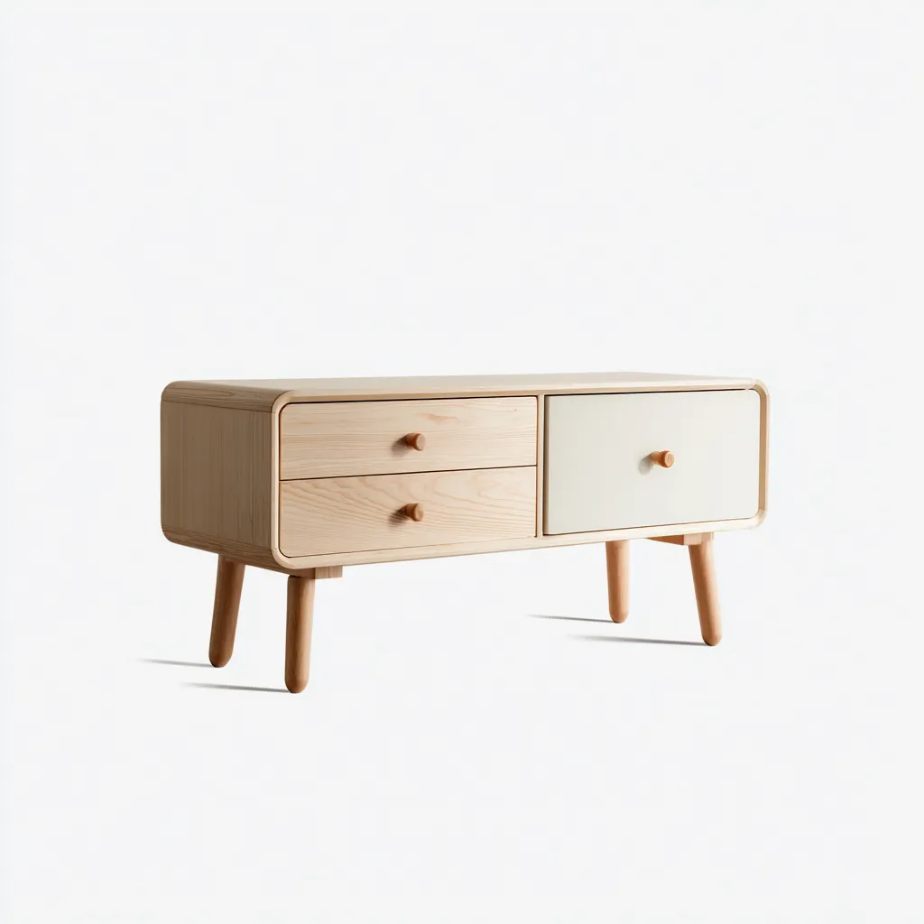 Mobile TV 120×40×60 cm - legno effetto rovere - naturale e bianco - stile nordico con contenimento chiuso-Nadiiacorner