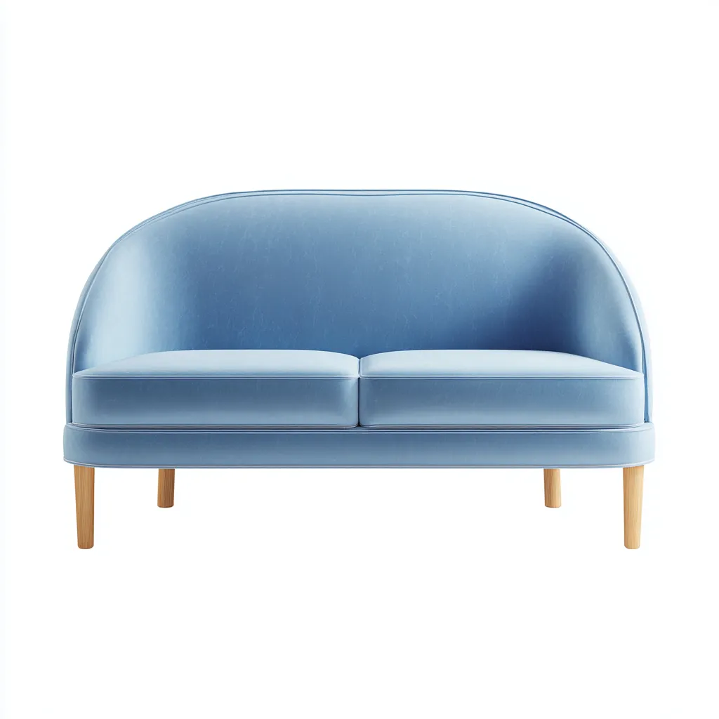 Divano a due posti 168×82×86 cm - azzurro chiaro legno chiaro - tessuto imbottito - schienale curvo avvolgente - Soggiorno-Nadiiacorner