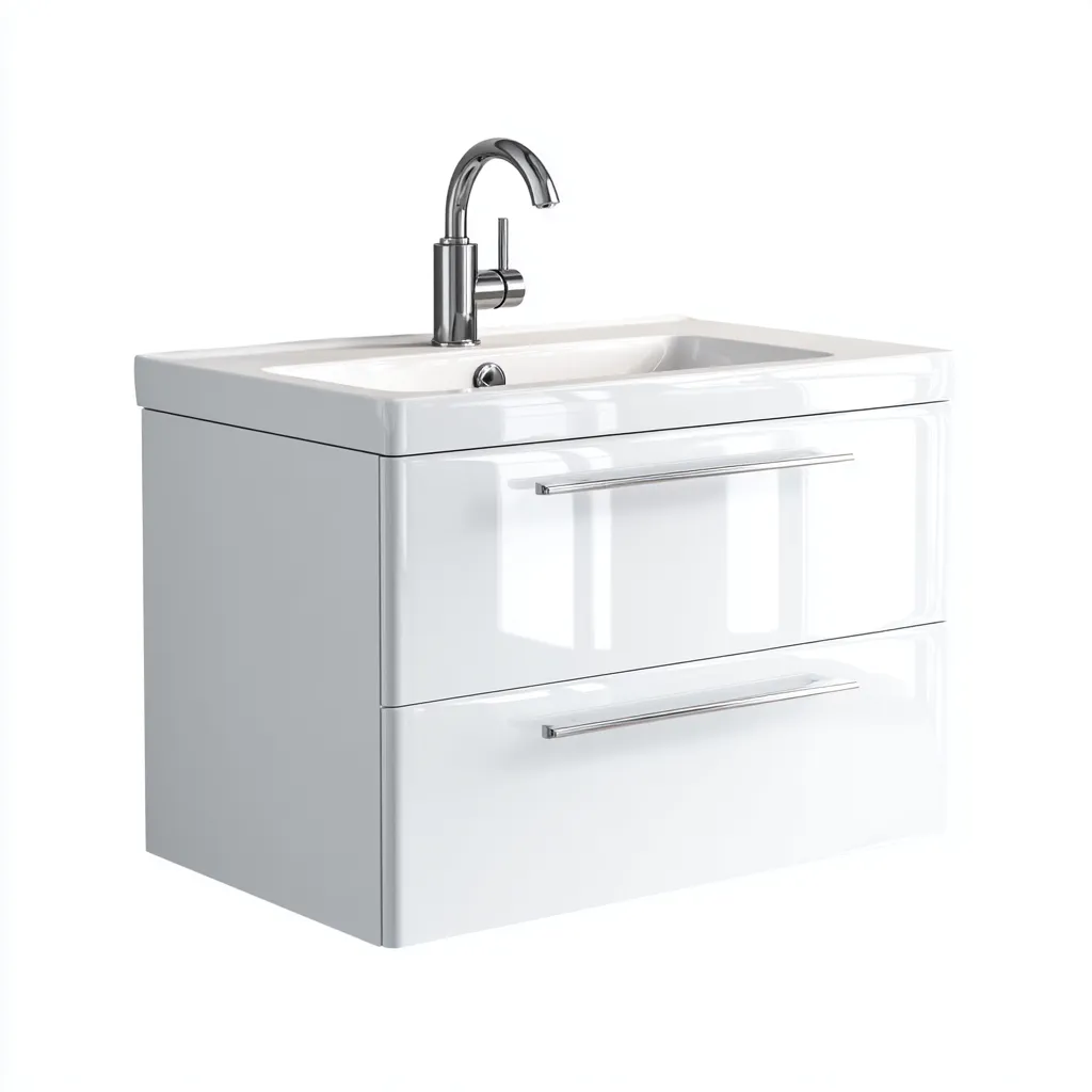 Mobile lavabo sospeso 80×48×58 cm - bianco lucido - design minimalista compatto-Nadiiacorner
