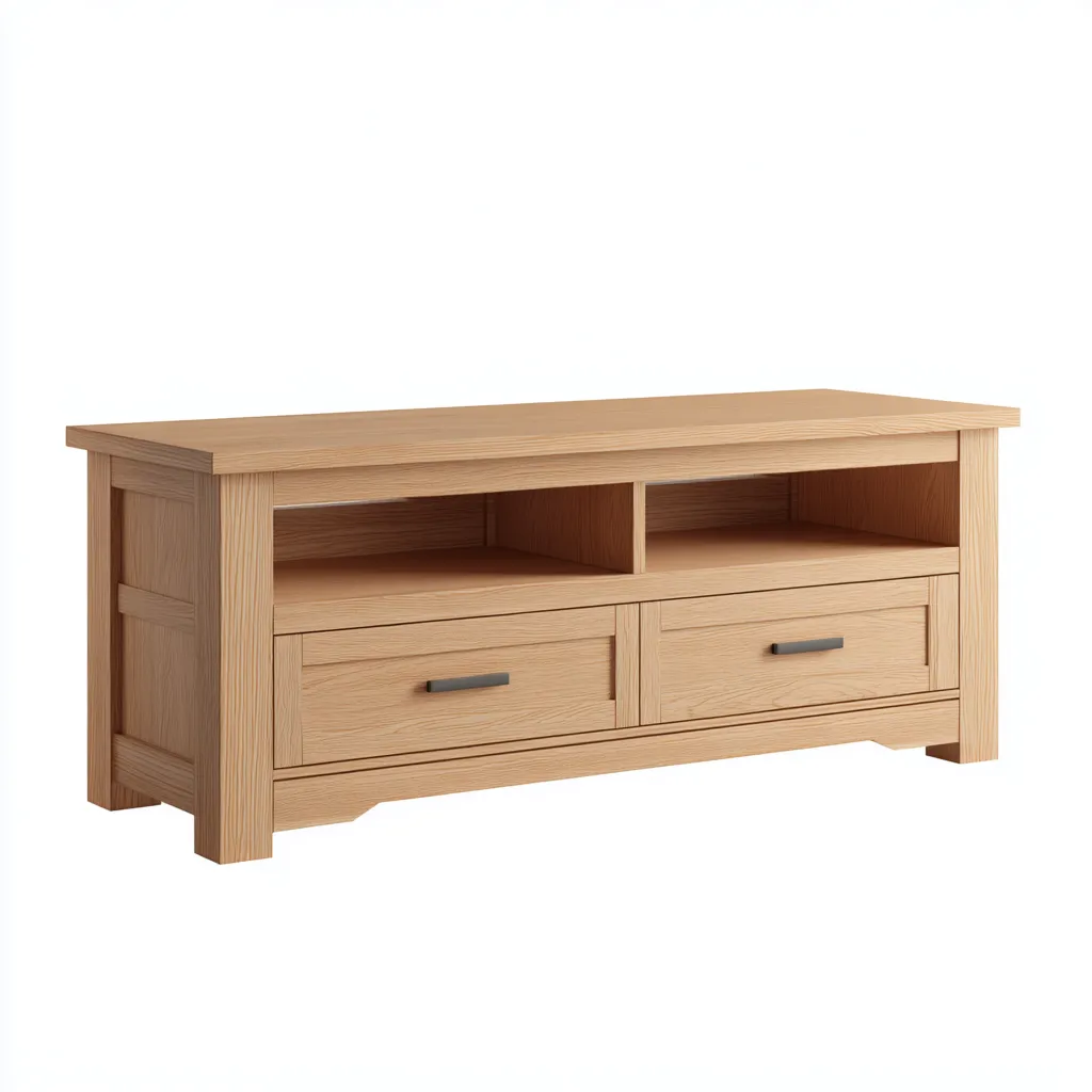Mobile TV in legno 170×45×65 cm - naturale chiaro - design rustico contemporaneo con vani aperti per Soggiorno-Nadiiacorner