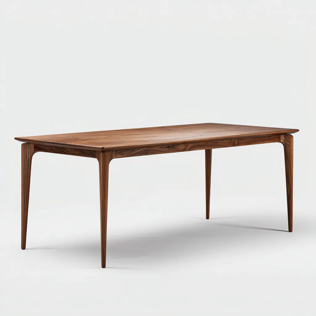 Tavolo da pranzo rettangolare in legno 180×90×75 cm - noce - profilo sottile stile contemporaneo-Nadiiacorner