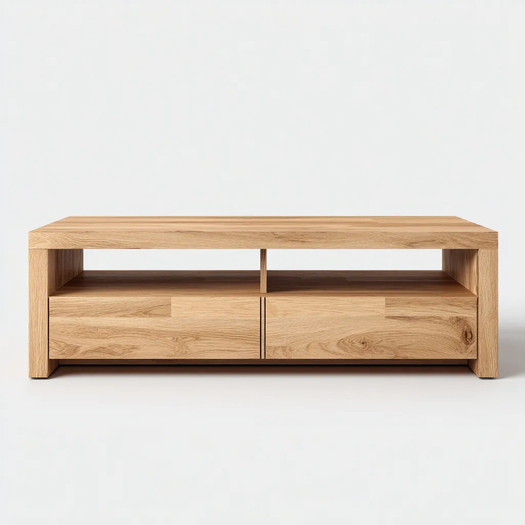 Mobile TV in legno 150×42×56 cm - rovere naturale - stile moderno con vano aperto-Hataraliving