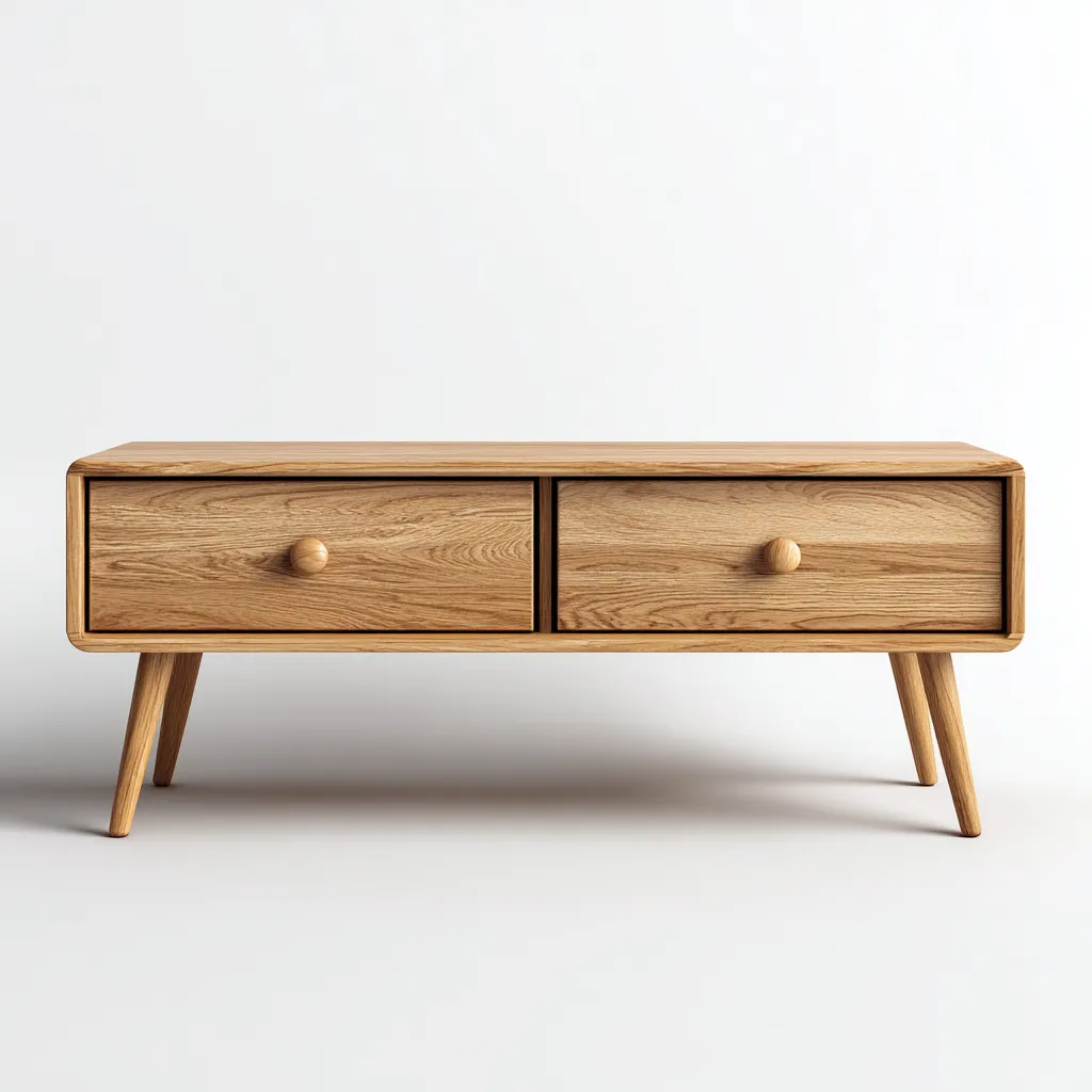 Mobile TV in legno 135×40×52 cm - naturale - design nordico con base rialzata-Hataraliving
