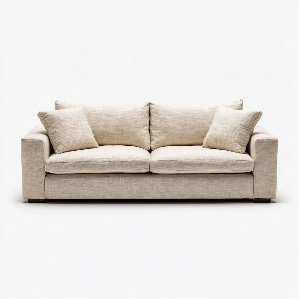 Divano 2 posti in tessuto 180×92×82 cm - beige - stile soft contemporaneo per Soggiorno-Hataraliving