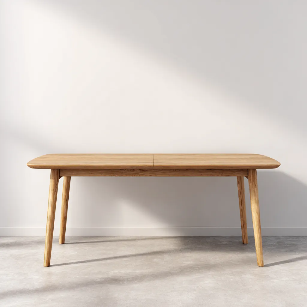Tavolo da pranzo rettangolare in legno 180×90×75 cm - rovere chiaro - design nordico con profilo morbido-Hataraliving