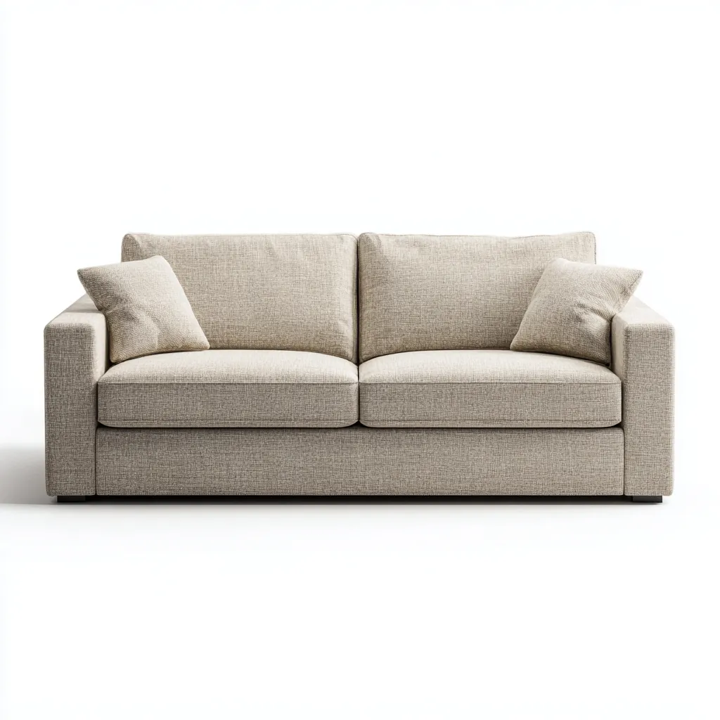 Divano a tre posti in tessuto 210×94×82 cm - beige - linea squadrata contemporanea-Hataraliving