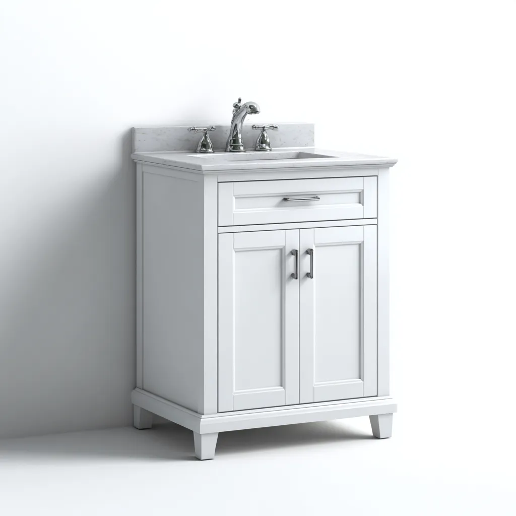 Mobile lavabo da bagno 76×48×88 cm - bianco - stile classico con lavabo integrato-Hataraliving
