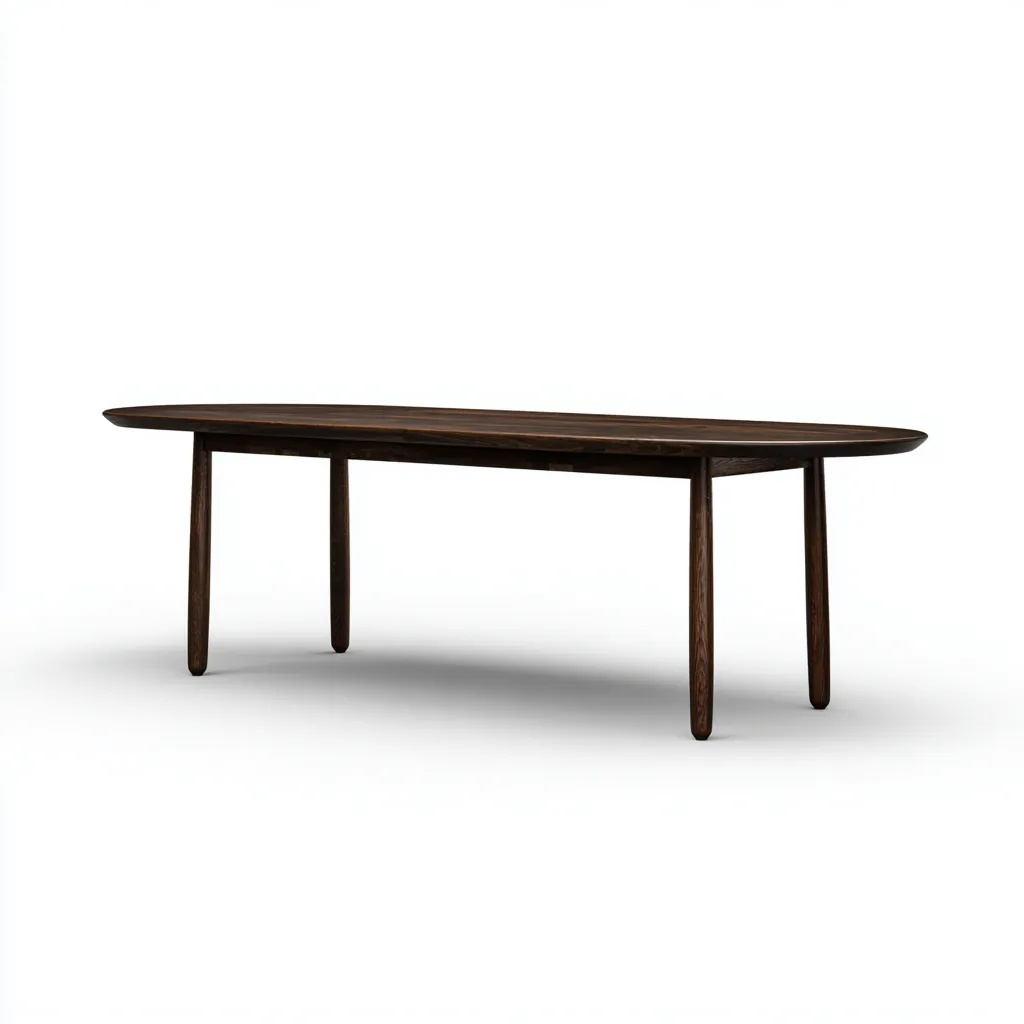 Tavolo da pranzo ovale in legno 190×90×75 cm - marrone scuro - design organico moderno per Sala Da Pranzo-Hataraliving