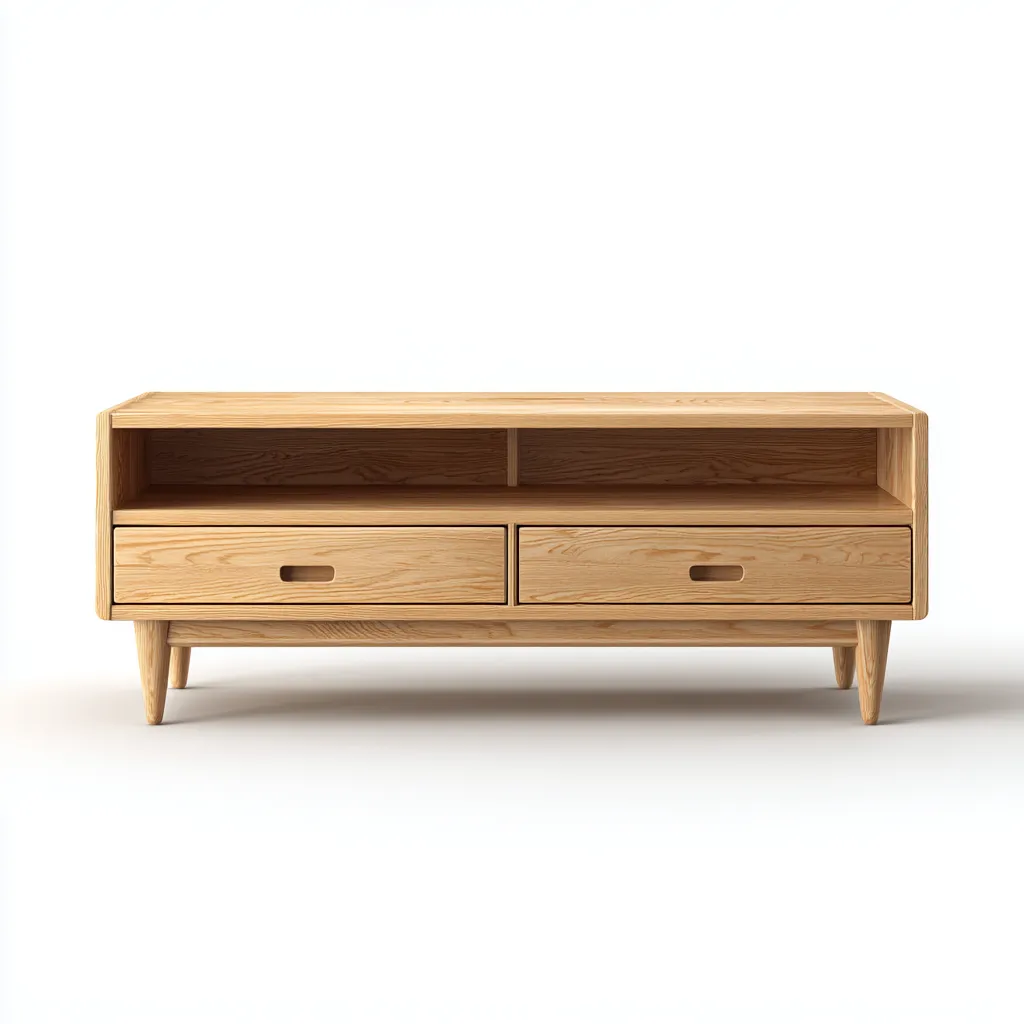 Mobile TV in legno 120×40×56 cm - naturale - design essenziale con vano aperto per Soggiorno-Hataraliving