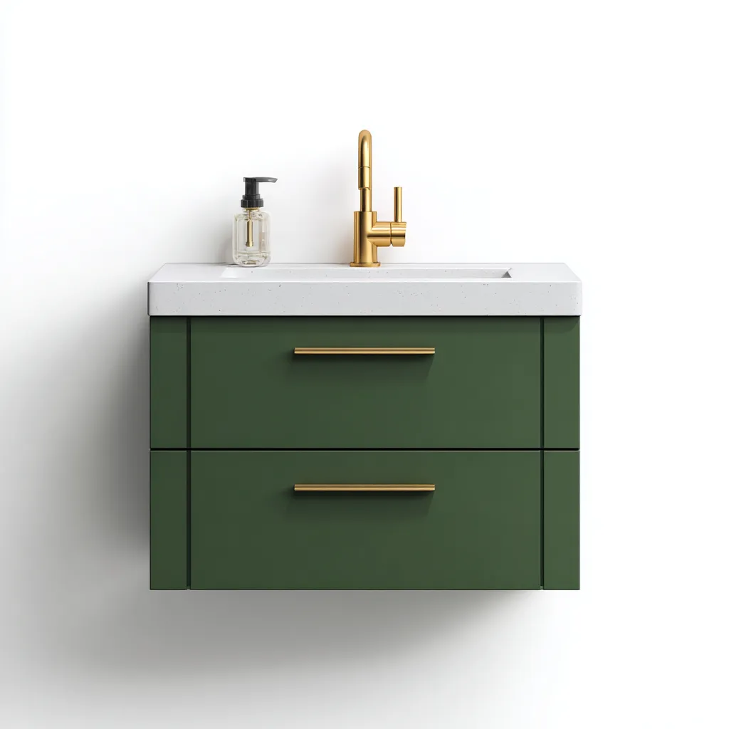 Mobile lavabo sospeso 89×51×61 cm - verde e bianco - design moderno compatto per Bagno-Hataraliving