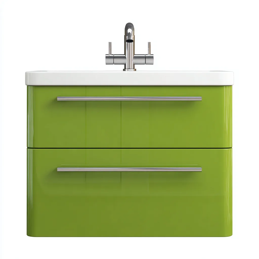 Mobile lavabo sospeso 89×51×60 cm - verde e bianco - finitura lucida stile contemporaneo-Hataraliving