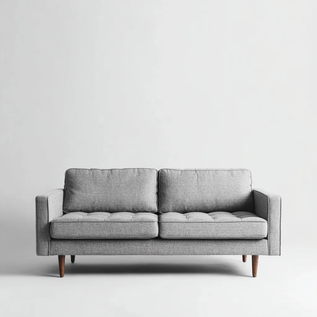 Divano a tre posti in tessuto 198×88×84 cm - grigio chiaro - stile nordico con base rialzata-Hataraliving