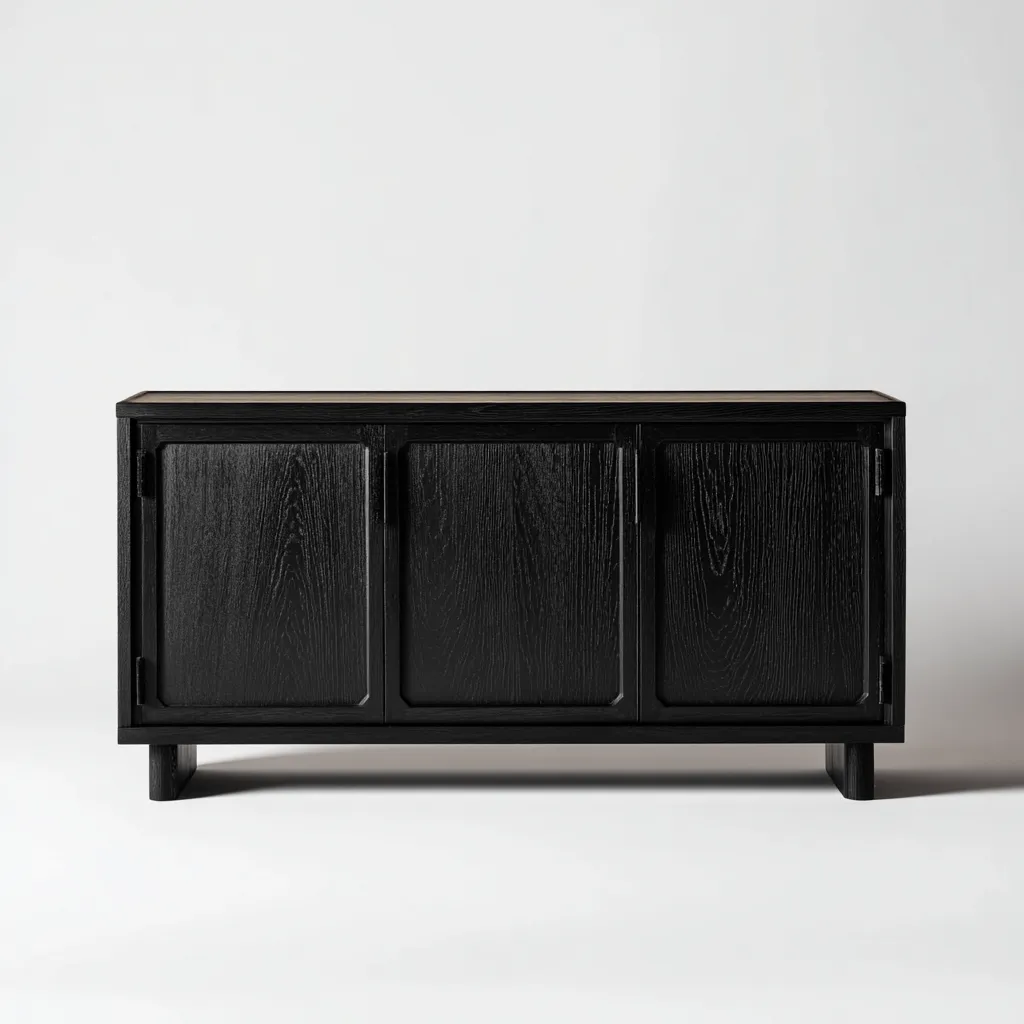 Credenza 150×42×80 cm - struttura effetto legno - nero - stile moderno per sala da pranzo-Ravakahome