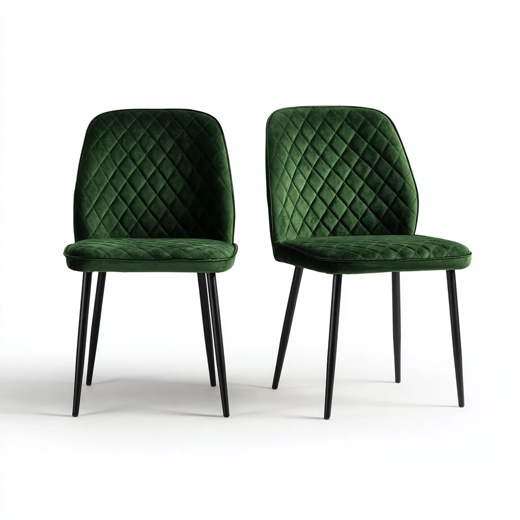 Sedia da pranzo in tessuto 50×56×87 cm - verde e nero - schienale trapuntato dal profilo arrotondato-Ravakahome