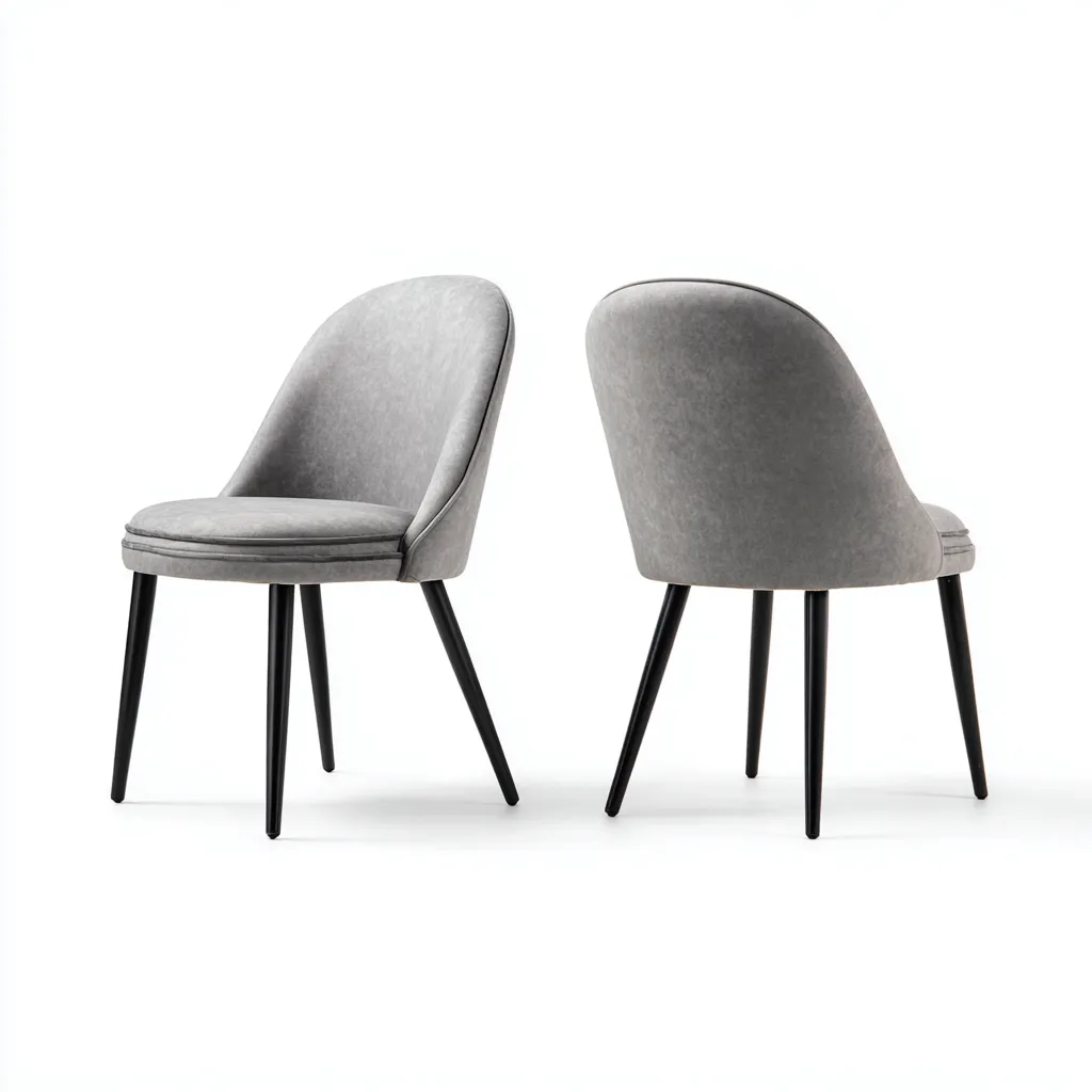 Sedia da pranzo in tessuto 50×56×85 cm - grigio chiaro e nero - profilo curvo stile moderno-Ravakahome