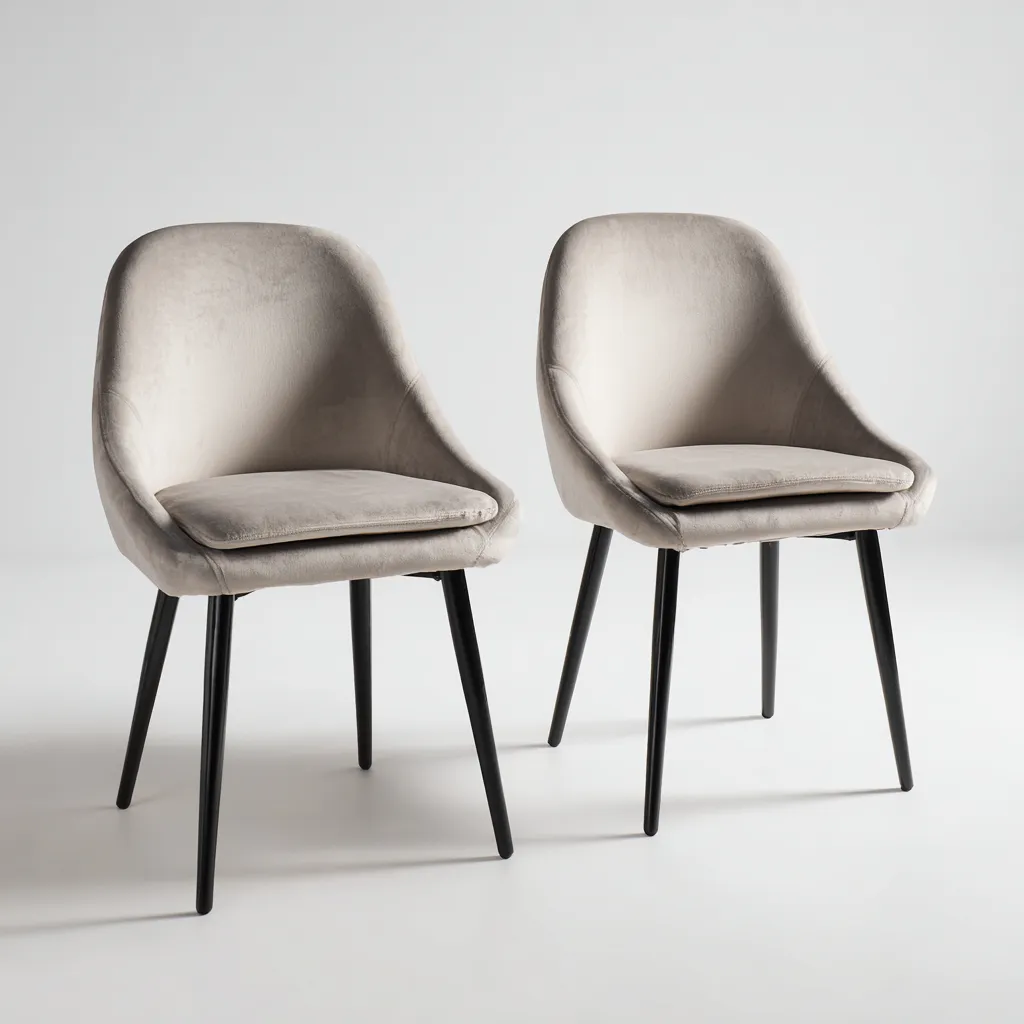 Sedia da pranzo imbottita 52×57×86 cm - grigio e nero - schienale avvolgente stile contemporaneo-Ravakahome
