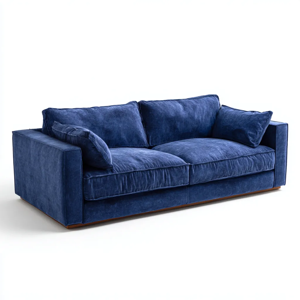 Divano 3 posti in tessuto 215×100×82 cm - blu scuro e marrone - design morbido moderno per Soggiorno-Ravakahome
