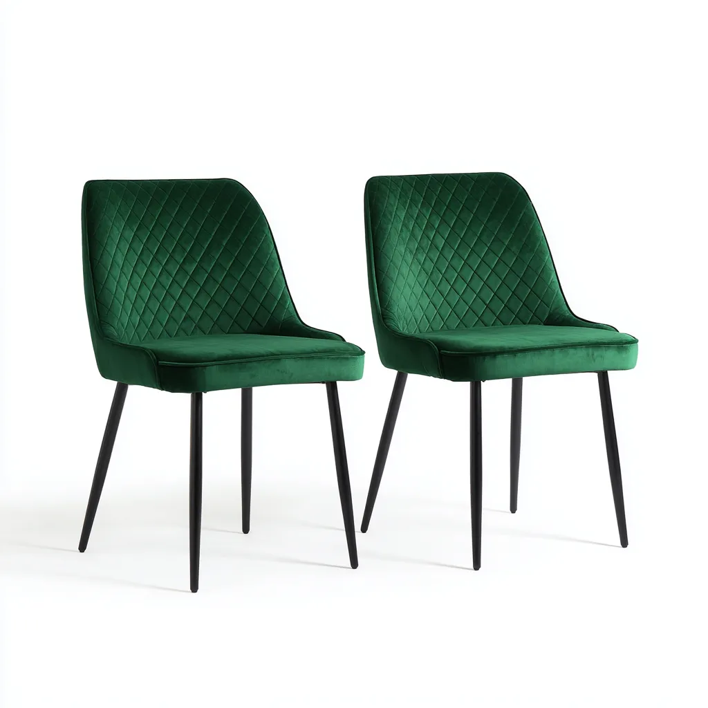 Sedia da pranzo 52×60×84 cm - tessuto verde e nero - per sala da pranzo - stile moderno con schienale trapuntato-Ravakahome
