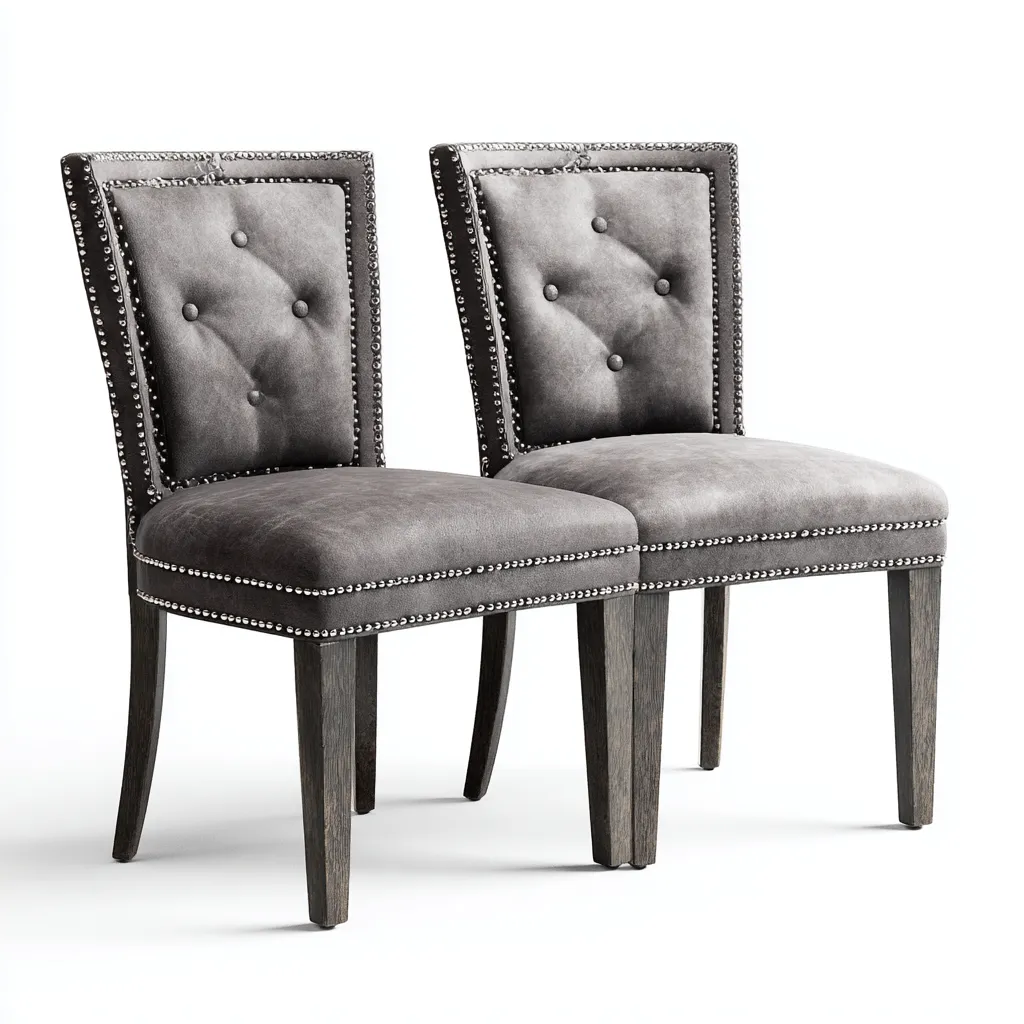 Set 2 sedie da pranzo imbottite 50×57×96 cm - grigio e nero - schienale capitonné dal profilo lineare-Ravakahome