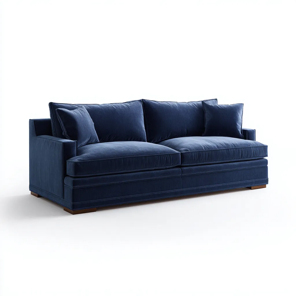 Divano 3 posti in tessuto 220×96×84 cm - blu navy e marrone - stile classico contemporaneo per Soggiorno-Ravakahome