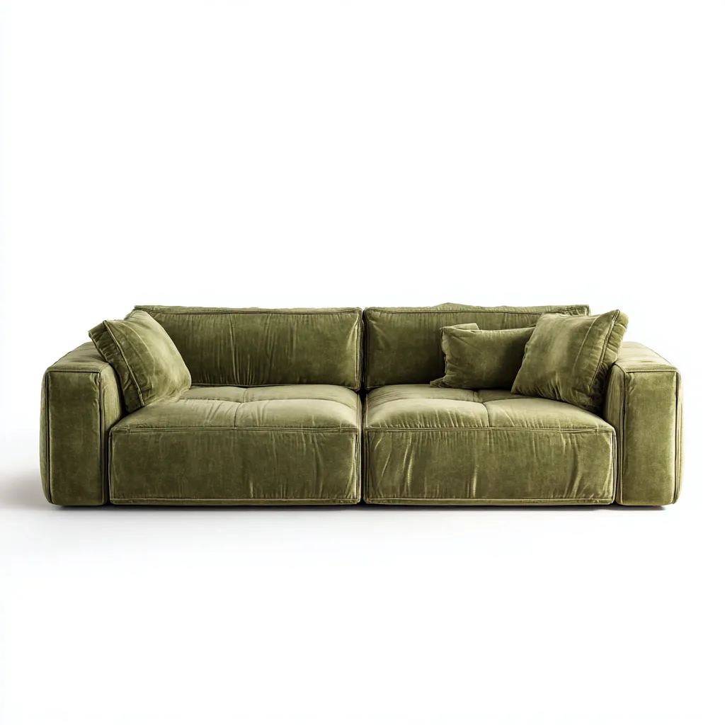 Divano basso in tessuto 180×92×73 cm - verde oliva - linea ampia stile moderno-Ravakahome