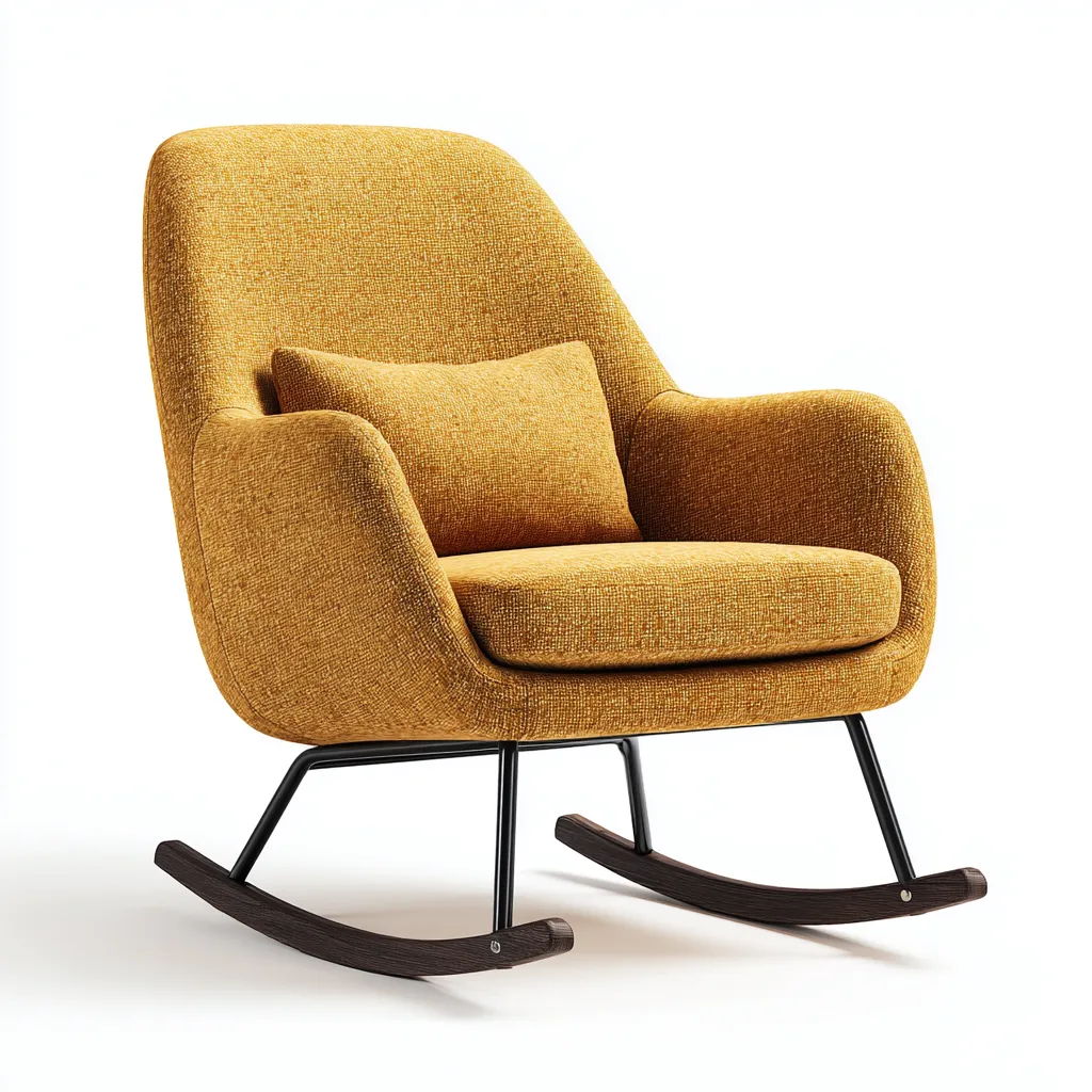 Sedia a dondolo da Soggiorno in tessuto 72×86×98 cm - giallo senape - seduta avvolgente moderna-Ravakahome