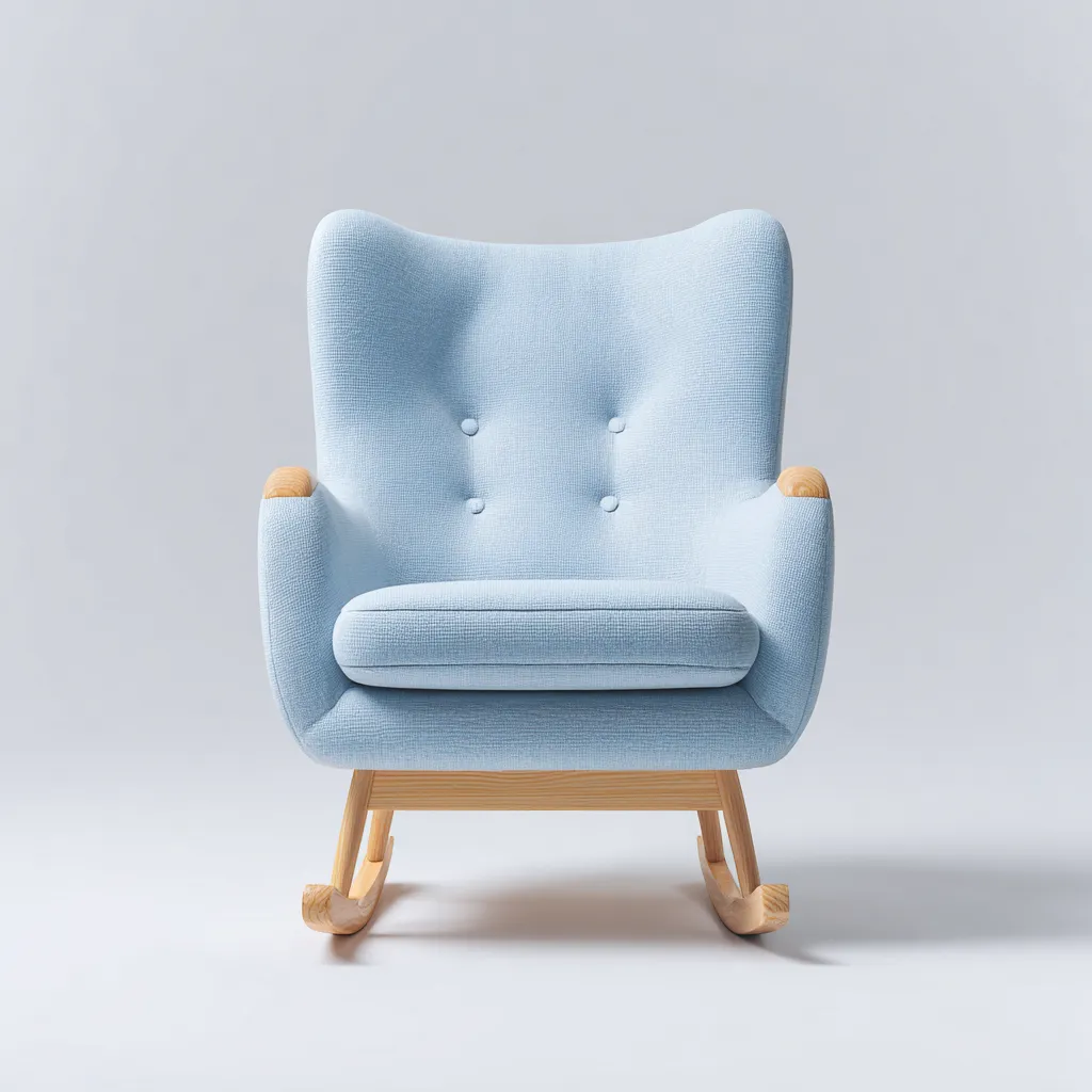 Sedia a dondolo in tessuto 74×88×105 cm - azzurro chiaro e legno naturale - design nordico avvolgente-Ravakahome