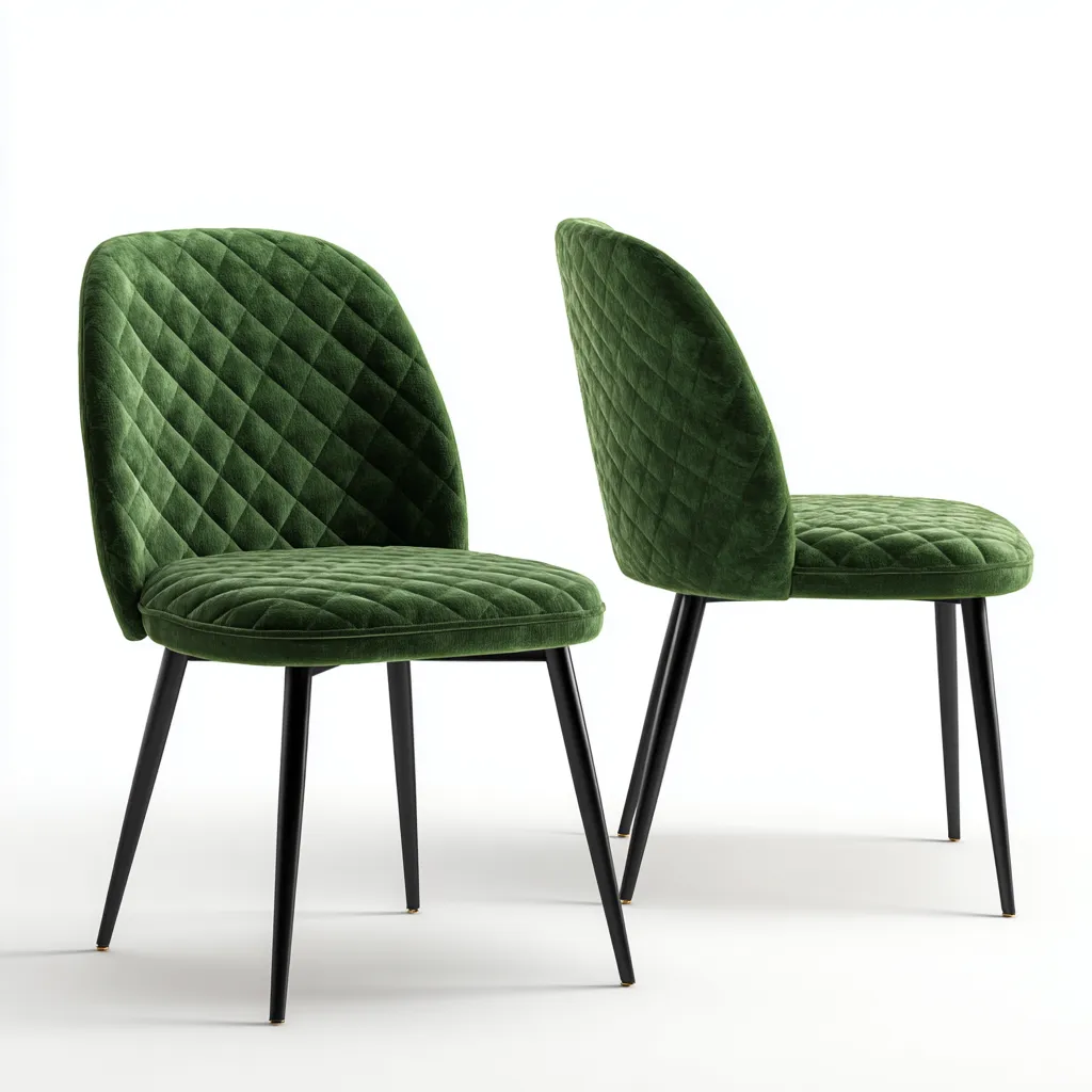 Sedia da pranzo imbottita 49×55×86 cm - verde scuro e nero - motivo trapuntato stile moderno-Ravakahome