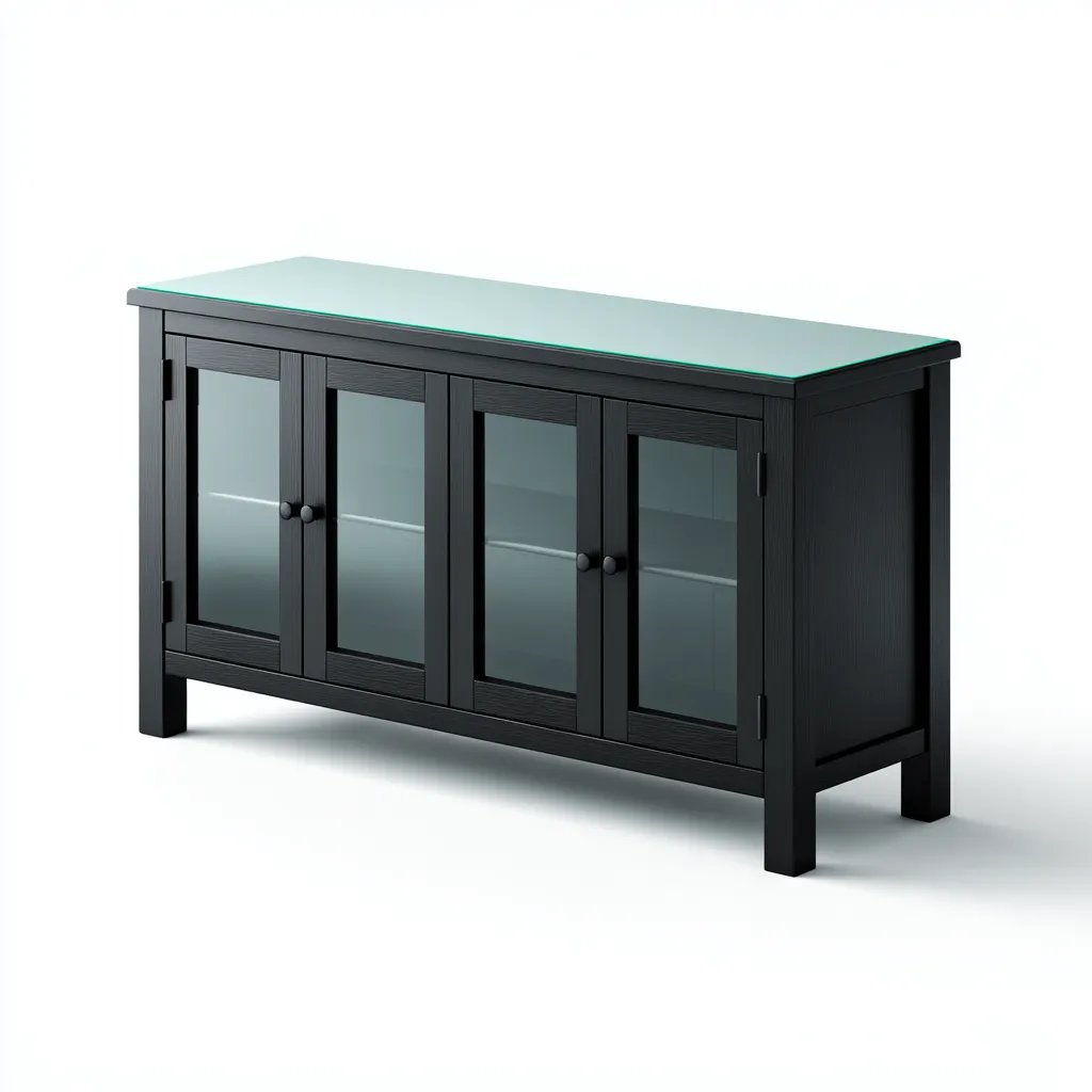 Credenza da Sala Da Pranzo in legno e vetro 145×40×82 cm - nero - stile contemporaneo-Ravakahome