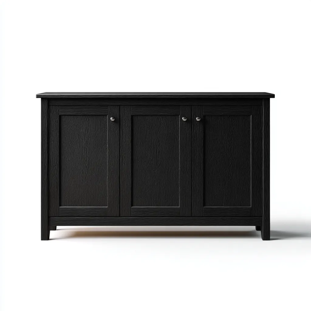 Credenza da pranzo in legno 145×44×82 cm - nero - design rustico moderno con ante pannellate per Sala Da Pranzo-Ravakahome