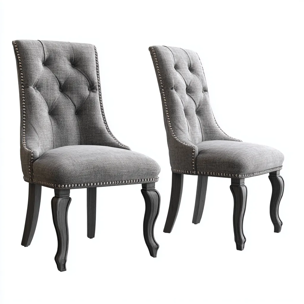 Set di 2 sedie da pranzo in tessuto 50×57×94 cm - grigio e nero - design elegante con profilo sagomato per Sala Da Pranzo-Ravakahome