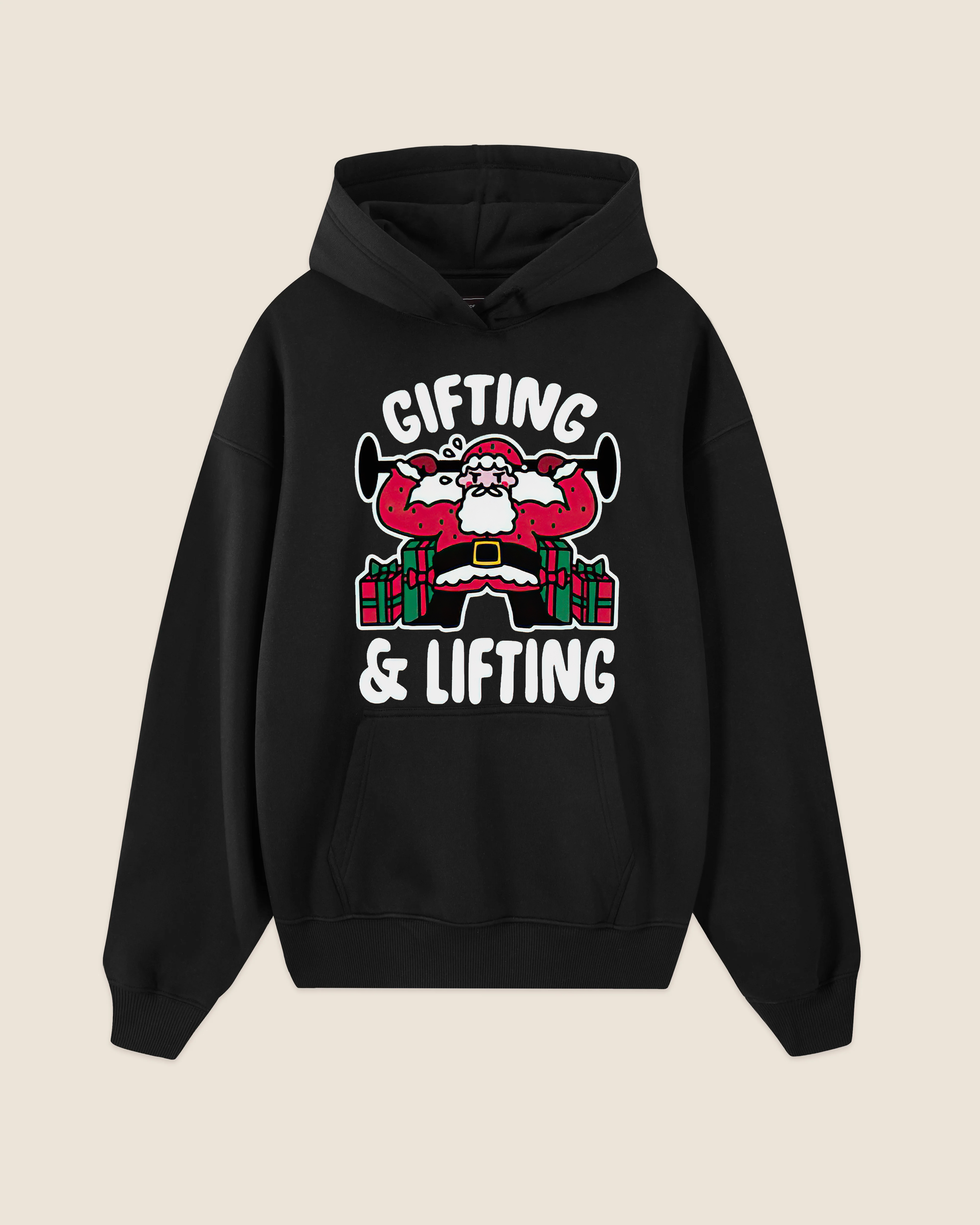 Gifting & Lifting Santa Printed Women's Hoodie-traneing